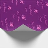 名前をカスタムするを用いるピンクのクリスマスの包装紙 ラッピングペーパー (角)