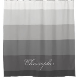 名前をカスタムするを用いるモダンで幾何学的な勾配の灰色 シャワーカーテン