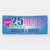 名前をカスタムするを用いる幸せな第25記念日 横断幕 (横)