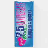 名前をカスタムするを用いる幸せな第25記念日 横断幕 (縦)