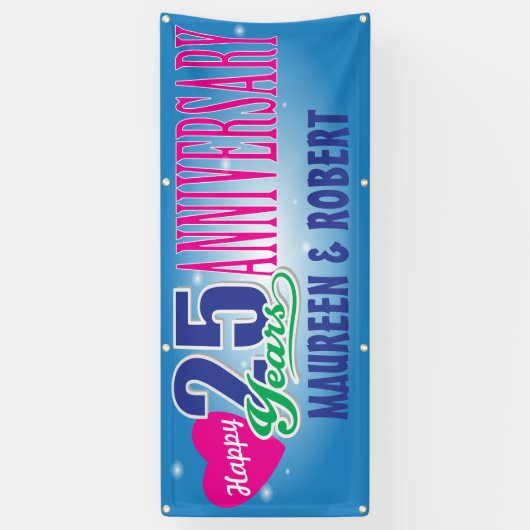 名前をカスタムするを用いる幸せな第25記念日 横断幕 (縦)