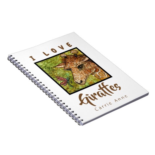 名前をカスタムするを用いる螺線形ノートのキリンI愛 ノートブック (右側)