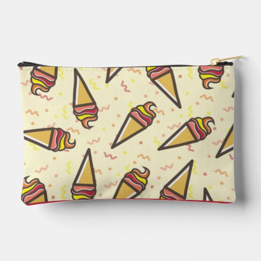 名前をカスタムするアイスクリームパターン アクセサリーポーチ (裏面)