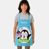 名前をカスタムするアイスクリームペンギン エプロン (インサイチュ)
