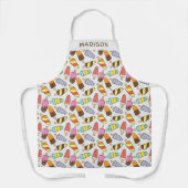 名前をカスタムするアイスクリームポップスクレス模様エプロン エプロン (正面)
