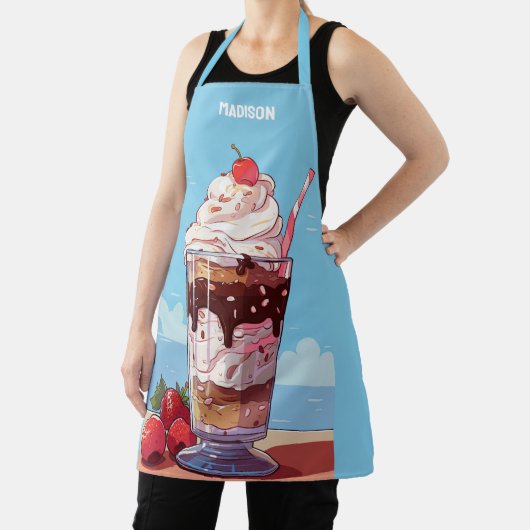 名前をカスタムするアイスクリームミルクシェイク エプロン (インサイチュ)