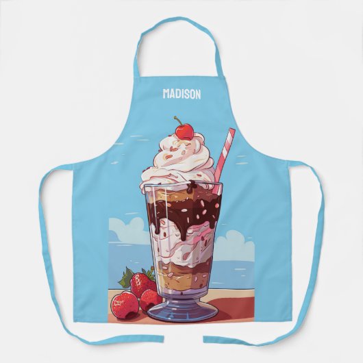名前をカスタムするアイスクリームミルクシェイク エプロン (正面)