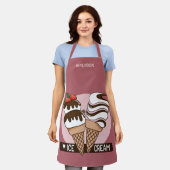 名前をカスタムするアイスクリーム愛好家 エプロン (着用した状態)