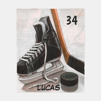 名前をカスタムするアイスホッケーフリースブランケット フリースブランケット