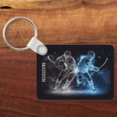 名前をカスタムするアイスホッケー キーホルダー (裏面)