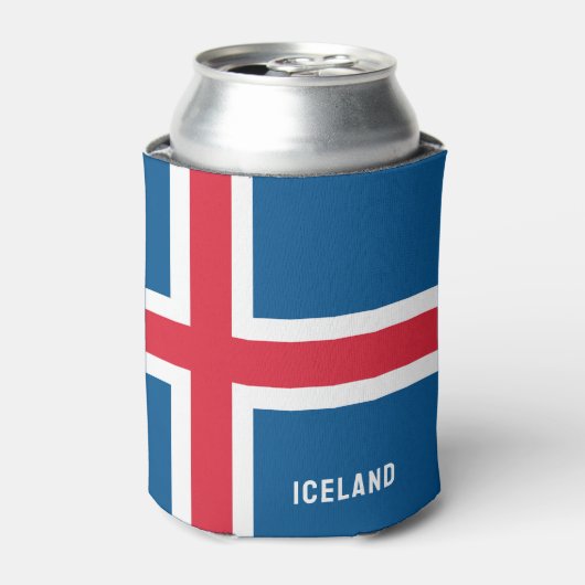 名前をカスタムするアイスランド国旗 缶クーラー (缶正面)