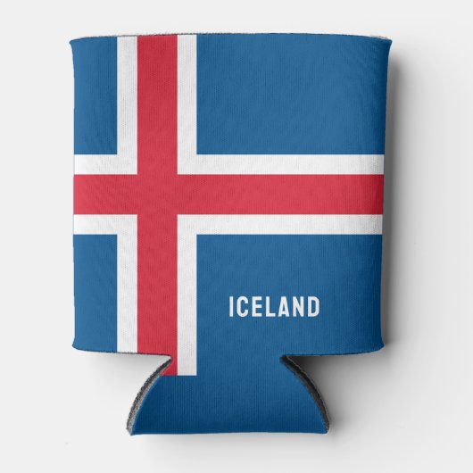 名前をカスタムするアイスランド国旗 缶クーラー (正面)