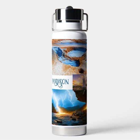 名前をカスタムするアイスランド ウォーターボトル (背面)