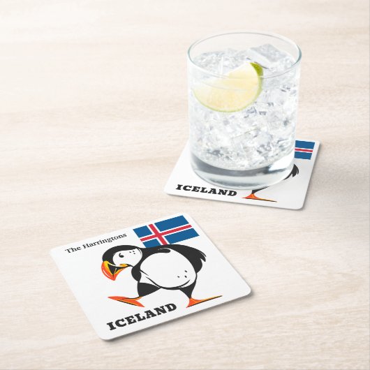 名前をカスタムするアイスランド スクエアペーパーコースター (インサイチュ)