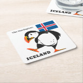 名前をカスタムするアイスランド スクエアペーパーコースター (アングル)