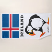 名前をカスタムするアイスランド ビーチタオル (正面)