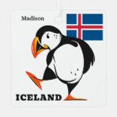 名前をカスタムするアイスランド メタルオーナメント (裏面)