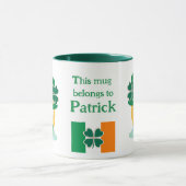 名前をカスタムするアイリッシュエモジと帽子とシャムロックマグ マグカップ (中央)