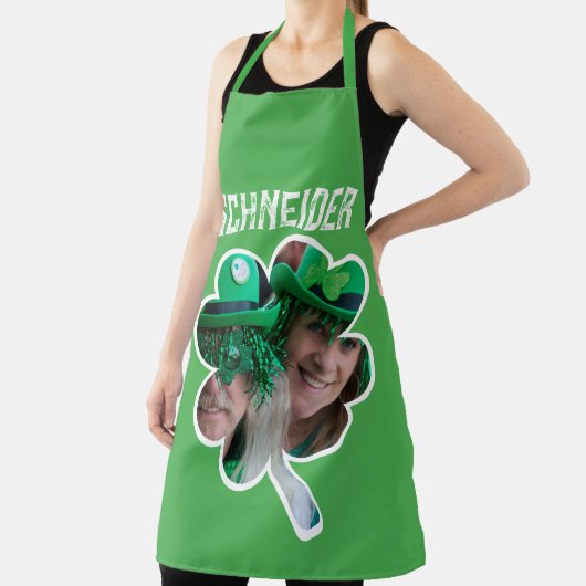 名前をカスタムするアイリッシュクローバー写真St patricks day エプロン (インサイチュ)