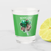 名前をカスタムするアイリッシュクローバー写真St patricks day ショットグラス (正面)