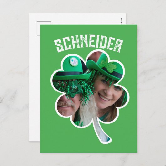 名前をカスタムするアイリッシュクローバー写真St patricks day シーズンポストカード (正面/裏面)
