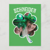 名前をカスタムするアイリッシュクローバー写真St patricks day シーズンポストカード (正面)