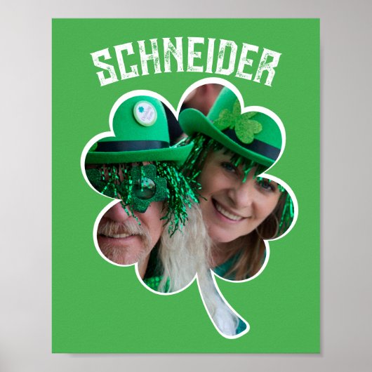 名前をカスタムするアイリッシュクローバー写真St patricks day ポスター (正面)