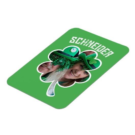 名前をカスタムするアイリッシュクローバー写真St patricks day マグネット (左側)