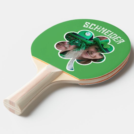名前をカスタムするアイリッシュクローバー写真St patricks day 卓球ラケット (正面アングル)