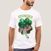 名前をカスタムするアイリッシュクローバー写真St patricks day Tシャツ (正面)