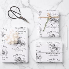 名前をカスタムするアイリッシュシュガースカルカップルラッキーインラブ ラッピングペーパーシート