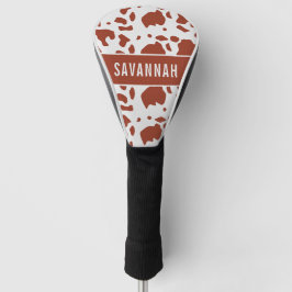 名前をカスタムするアイルシャーカウズアニマルプリントパターン ゴルフヘッドカバー