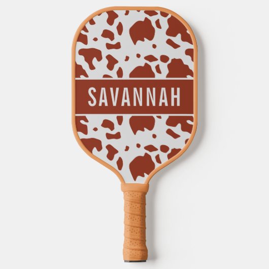 名前をカスタムするアイルシャーカウズアニマルプリントパターン ピックルボールラケット (正面)