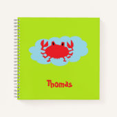 名前をカスタムするアカガニ青と緑 ノートブック (正面)