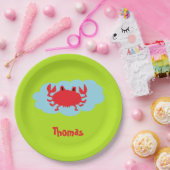 名前をカスタムするアカガニ青と緑 ペーパープレート (パーティー)