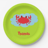 名前をカスタムするアカガニ青と緑 ペーパープレート (正面)