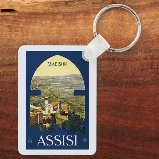 名前をカスタムするアッシジイタリアヴィンテージトラベル キーホルダー (裏面)