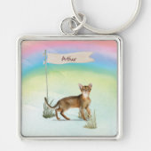 名前をカスタムするアビシニアキャットペット キーホルダー (正面)