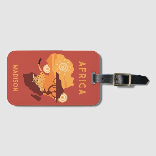 名前をカスタムするアフリカ ラゲッジタグ (正面横)