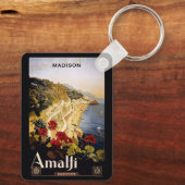 名前をカスタムするアマルフィイタリアヴィンテージトラベル キーホルダー (裏面)
