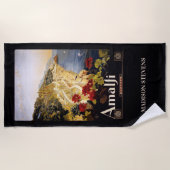 名前をカスタムするアマルフィイタリアヴィンテージトラベル ビーチタオル (正面)