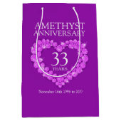 名前をカスタムするアメジスト記念写真紫バッグ ミディアムペーパーバッグ (正面)