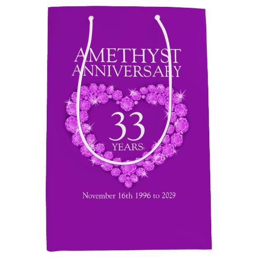 名前をカスタムするアメジスト記念写真紫バッグ ミディアムペーパーバッグ (正面)