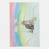 名前をカスタムするアメリカンショートヘアペットキャット キッチンタオル (縦)