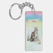 名前をカスタムするアメリカンショートヘアペットキャット キーホルダー (正面左)