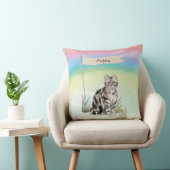 名前をカスタムするアメリカンショートヘアペットキャット クッション (椅子)