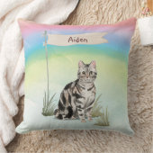 名前をカスタムするアメリカンショートヘアペットキャット クッション (ブランケット)