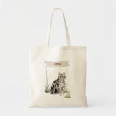 名前をカスタムするアメリカンショートヘアペットキャット トートバッグ (正面)