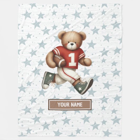名前をカスタムするアメリカンフットボール少年用毛布 フリースブランケット (正面)