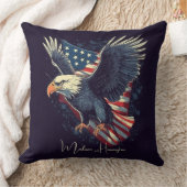 名前をカスタムするアメリカン・イーグル クッション (ブランケット)